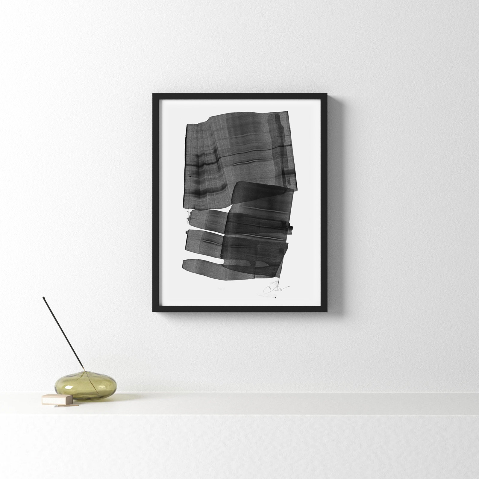 Brushstroke 5 by Jacques Pilon, 20" H x 16" W x 1.25" D, Black
