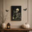 Squelette buvant une tasse de café, reproduction d'art rétro sur toile d'Halloween-1295457794