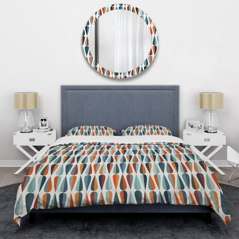 King Blue and Yellow Geometric Microfiber Duvet Cover Set