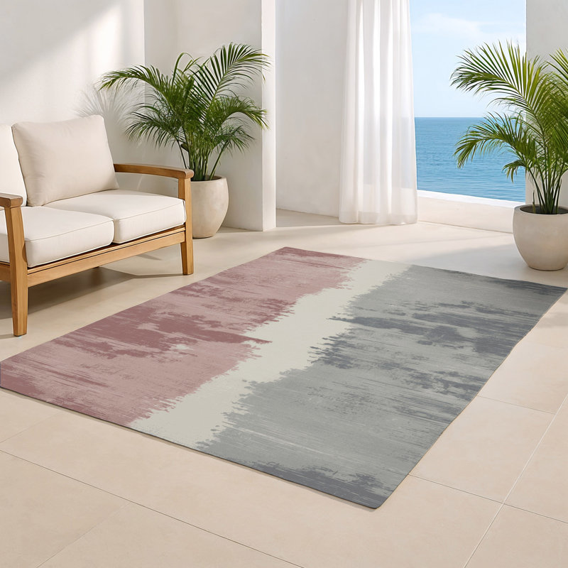 Tapis intérieur et extérieur gris Watercolor, Rectangle 4pi x 6 pi