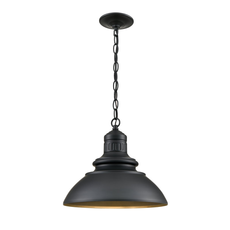 August Grove® Damontay LED Outdoor Hanging Lantern in Powder Coated Black