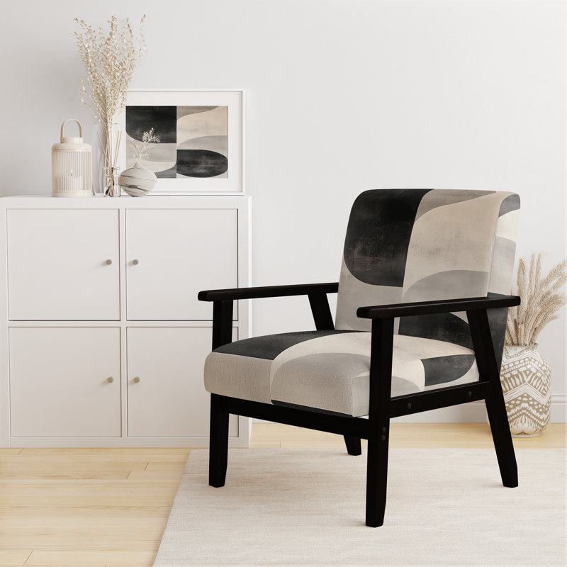 Upholstered Accent Chair, Accoudoirs carrés noirs