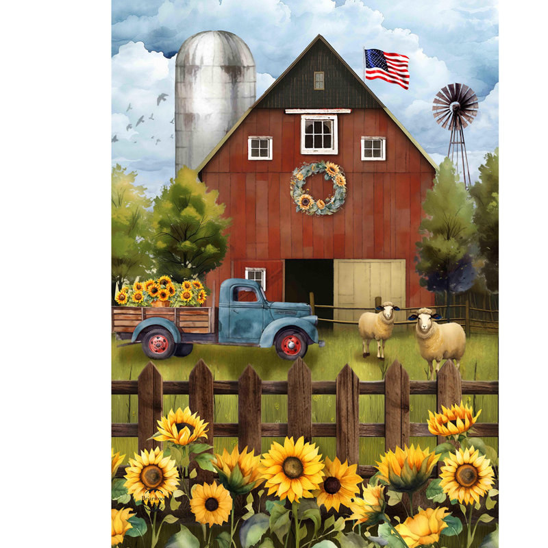 Drapeau de jardin tournesol grange