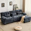 Capacité de poids de 350 lb avec 4 positions réglables, 93 pouces 3 + 1 sièges et tissu chenille bleu, capacité de conception de 3 coussins décoratifs, chenille, décoratif