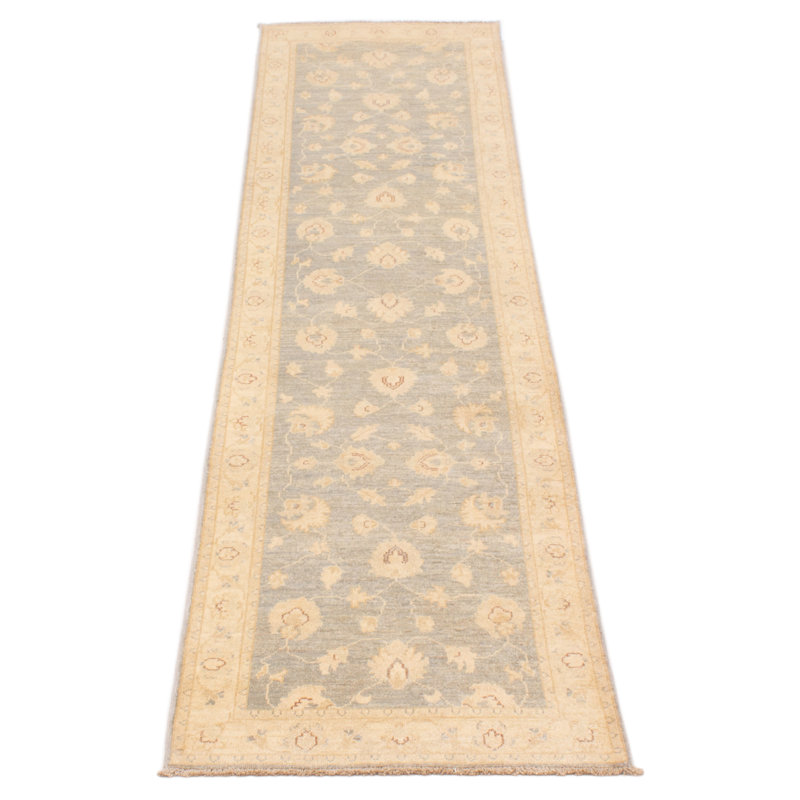 Tapis de couloir unique en laine noué à la main 2 pi 8 po x 9 pi 7 po brun / gris / kaki clair New Age Damar