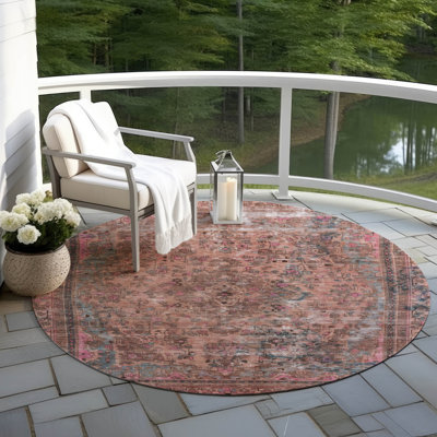 Machine Washable Indoor/Outdoor Claudian ACN1646 Pink Rug