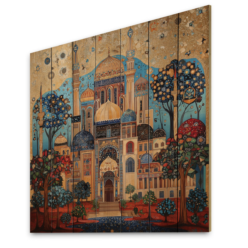 Décoration murale arabes sur bois de pin naturel Arabesque, Égypte II - l'islam, H 25 po x l 25 po