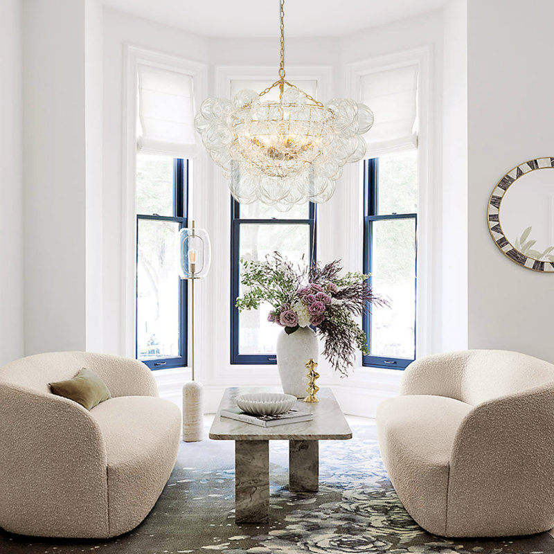 Jibley 8 - Light Textured Glass Bubble Chandelier