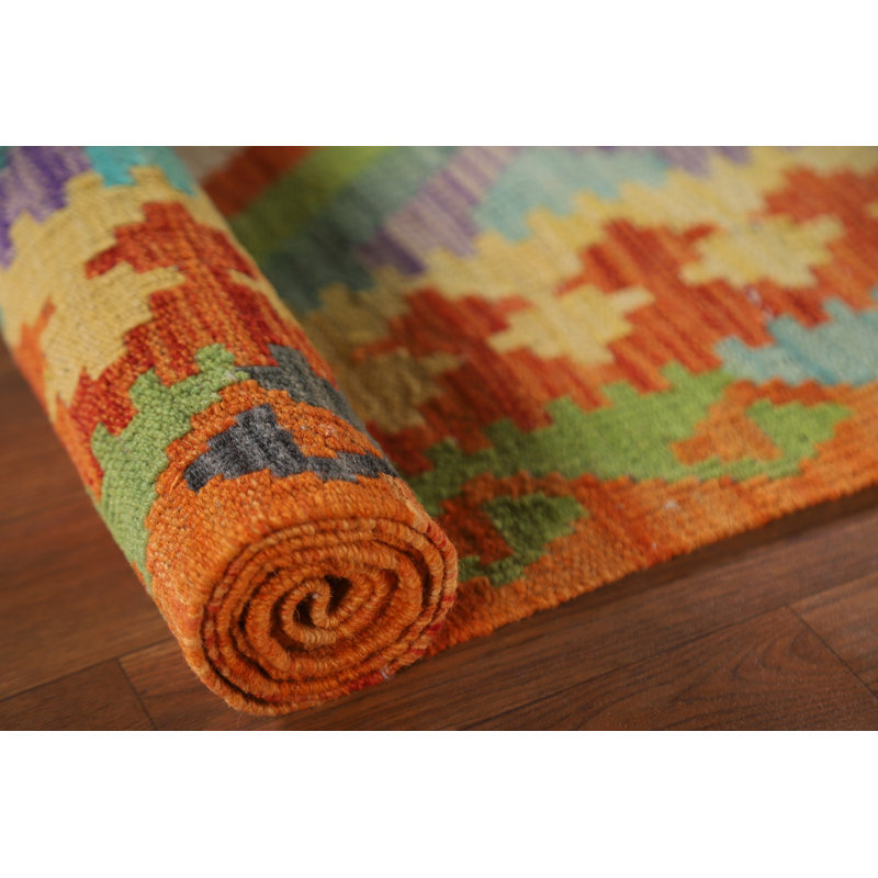 Tapis géométrique en laine Kilim