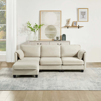 L-Shaped Modular Sofa with Detachable Storage Armrest