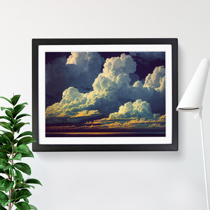 XH1022-7583X Royal Clouds - Single Picture Frame Painting, Black , 46cm H x 64cm W x 2cm D