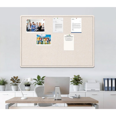 Foldable Felt Bulletin Board For Wall, Decorative Pin Board With Self-adhesive Mounting & 20 Pushpins, Oatmeal