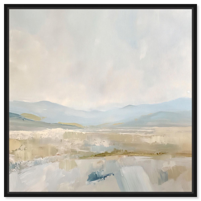 «Whispering Valleyys I», toile, paysage abstrait par Art Remedy, Cadre flottant noir, H 41 po x l 41 po x P 1,8 po