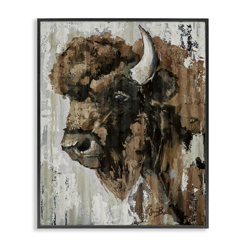 Giclée abstraite encadrée par Bison, H 14 po x l 11 po, Giclée encadrée noir minuit