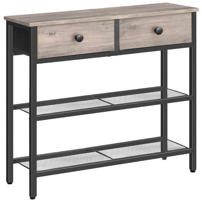 29.5" Narrow Console Table With 2 Fabric Drawers, Small Entryway Table With 3-Tier Storage Shelves, Thin Sofa Table, Side Table, For Living Room, Hallway