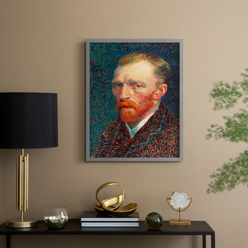 Reproduction encadrée vintage en bois massif avec impression de portrait rétro XXXII, H 15 po x l 12 po, Gris