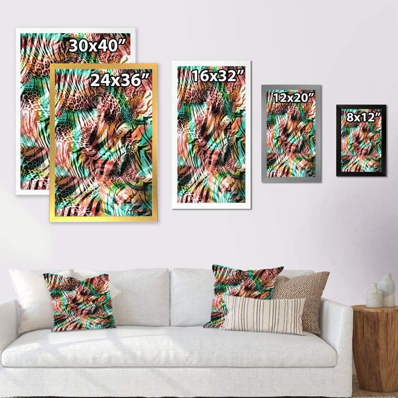 Léopard et tigre V - art moderne et contemporain sur toile, H 36 po x l 24 po x P 1 po, Toile avec cadre photo noir