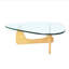 Table basse moderne en bois massif triangulaire pour cinéma maison, profondeur 50,95 po, largeur 31,85 po, hauteur 15,99 po, hauteur naturelle 50