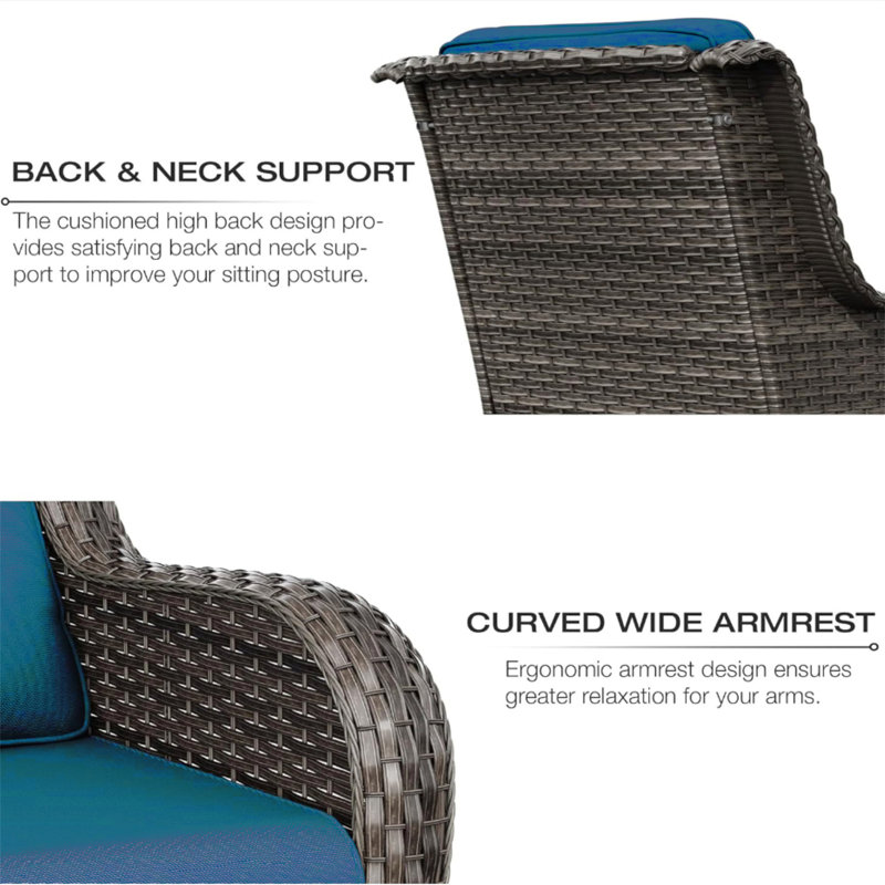 Wicker Patio Furniture Set - 3 Piece Rattan Outdoor Sectional Conversation Sets 2 Piece Wicker Hang Gliding  Chairs And 1 Side Table