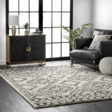 Spurling Moroccan Shag Power Loom Performance Cream/Charcoal Gray Rug