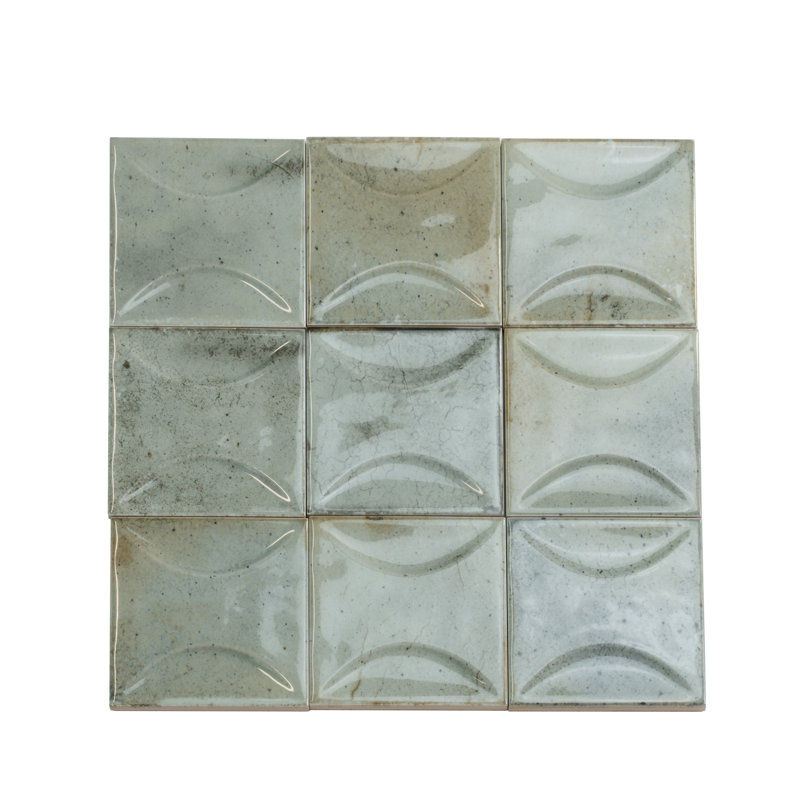 Carrelage mural carré en céramique brillant 3,94 po x 3,94 po Antiek (6,68 pieds carrés / caisse) (paquet de 60), Vert sauge