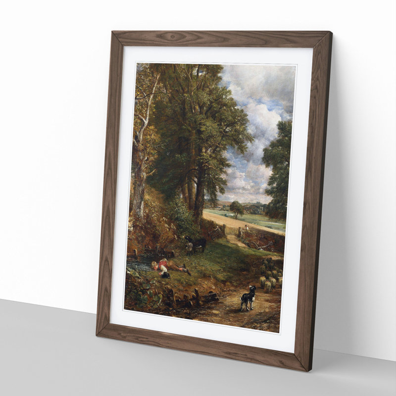 The Cornfield by John Constable - Picture Frame Painting, Walnut Framed, 36cm H x 27cm W x 2cm D