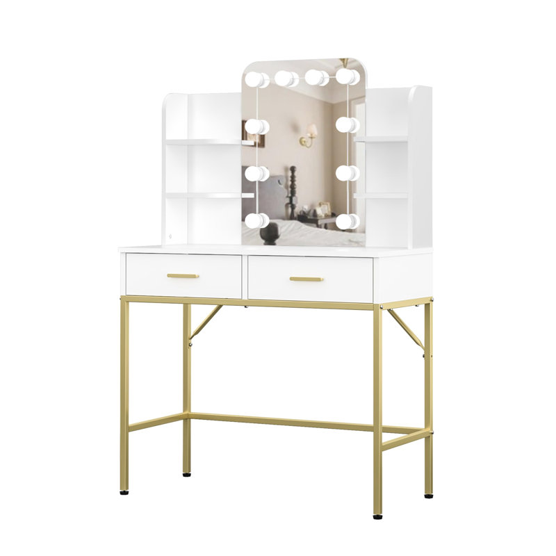 Adinah Dressing Table with Mirror, White