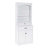 White Bathroom Storage Cabinet With Two Doors, Drawers, Adjustable Shelf & Three Open Shelves-1930582941