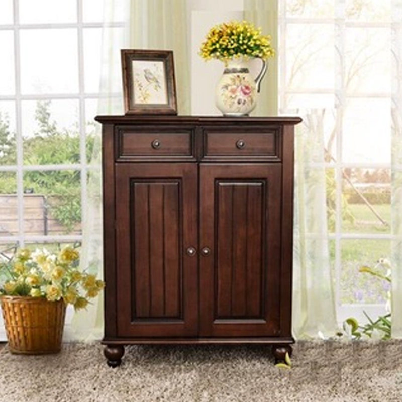 Dark-walnut Solid Wood Shoe Storage Bench