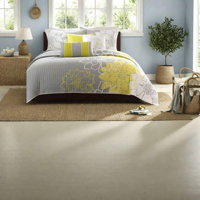 Ensemble de literie réversible en coton de qualité supérieure, motif floral, très grand / très grand confort