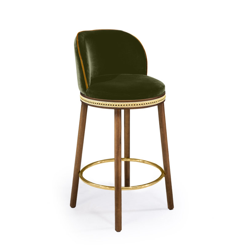Alma Counter & Bar Stool, Kiwi, Counter Stool (27" Seat Height), Satin Brass