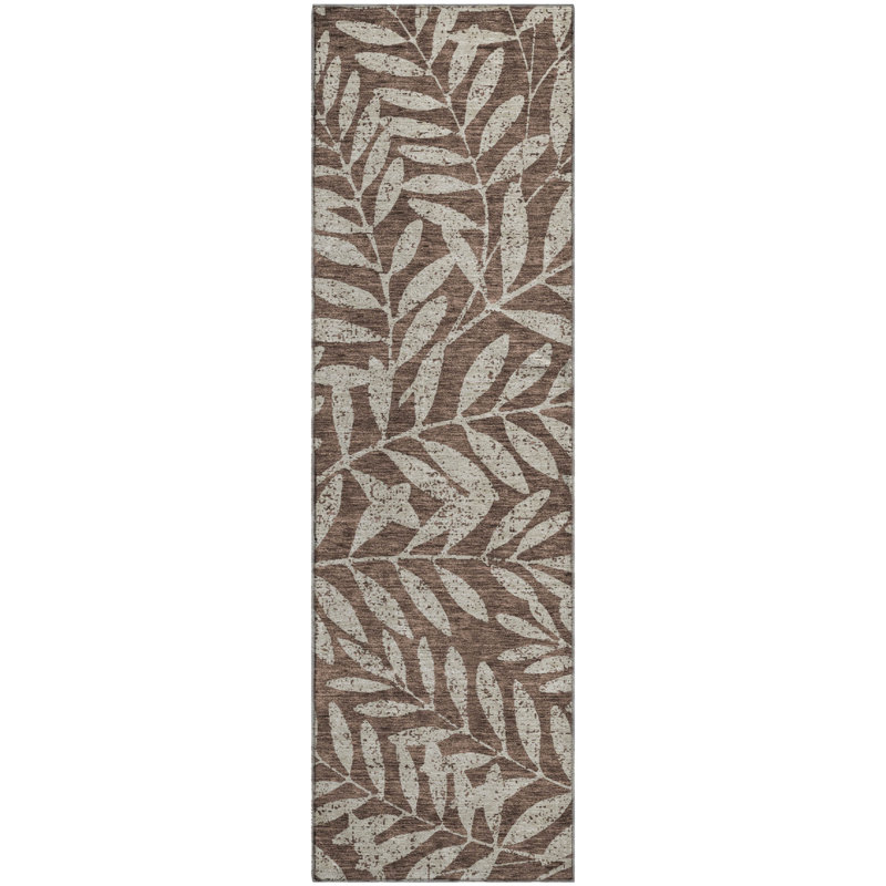 Premium Machine Washable Prisco Brown Rug, Runner 2'3" x 7'6"