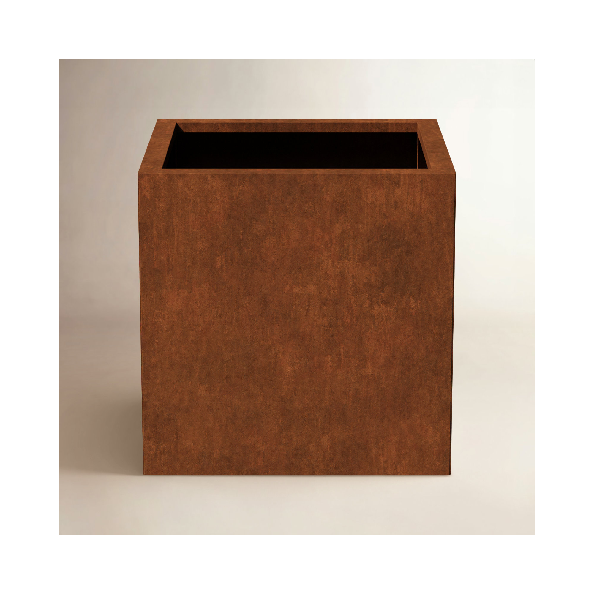 Corten Steel Series Cube Planter Box, 28" H x 27" W x 27" D