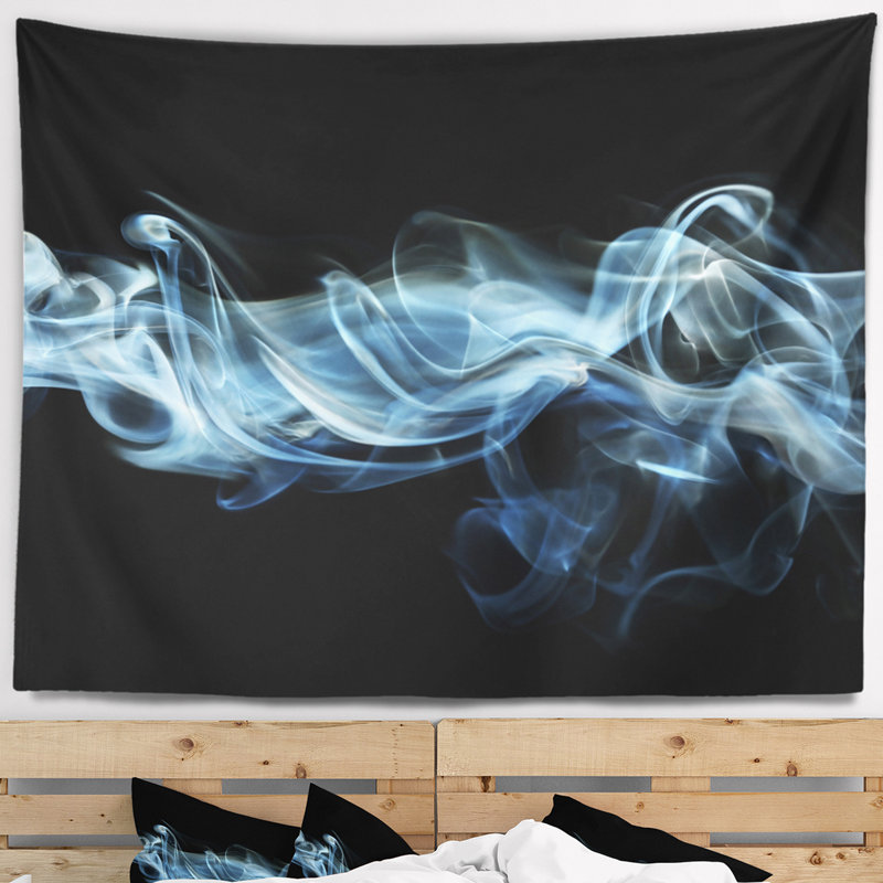 Corwin - fumée bleue abstraite - tapisserie noire, H 32 po x l 39 po