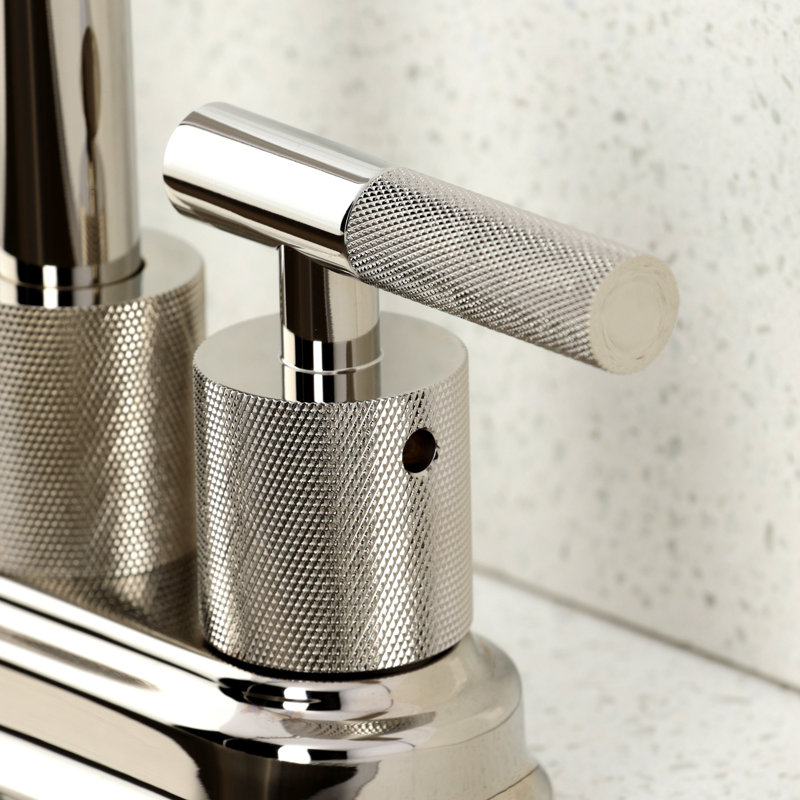 Kingston Brass Convergent Two-Handle 2-Hole Deck Mount Bar Faucet With Knurled Handle, Polished Nickel