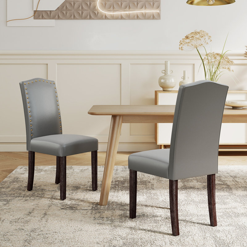 Mourya 19.5'' H Upholstered Side Chair, Gray PU Leather