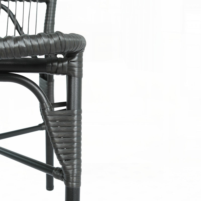 Outdoor PE Wicker Patio Dining Chairs Set of 2, Black