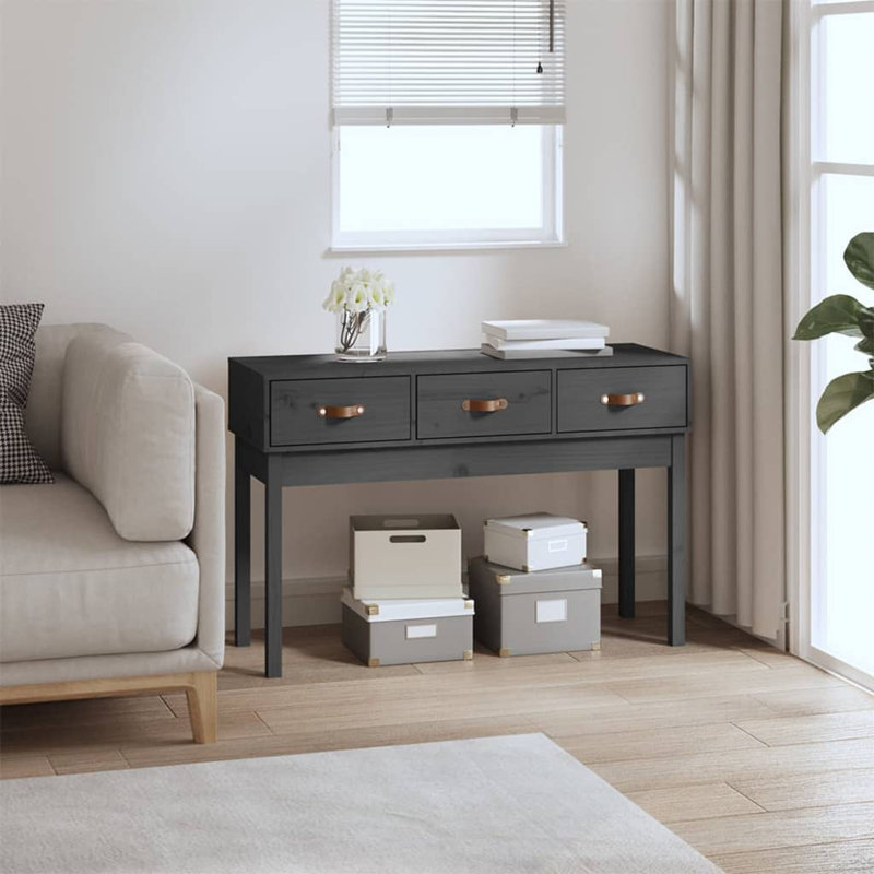 Kaeli Solid Wood Console Table, Grey, 75 cm H x 114 cm W x 40 cm D