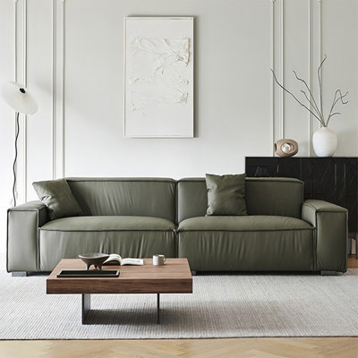 Green Genuine Leather Modular Sofa cushion couch