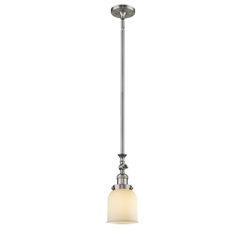 Agata 1 - Light Single Pendant, Brushed Satin Nickel, 11.63" H x 5" W x 5" D, Matte White Cased