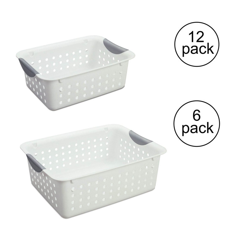 Sterilite Medium & Small Ultra Plastic Storage Bin Organizer Basket, 5" H x 13.75" W x 10.75" D