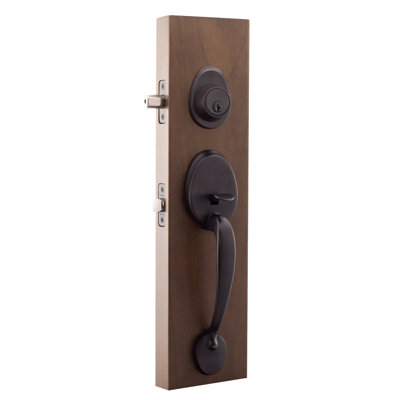 Jeu poignées en cuivre creek avec verrou et bouton de porte et rosette colonial à cylindre simple