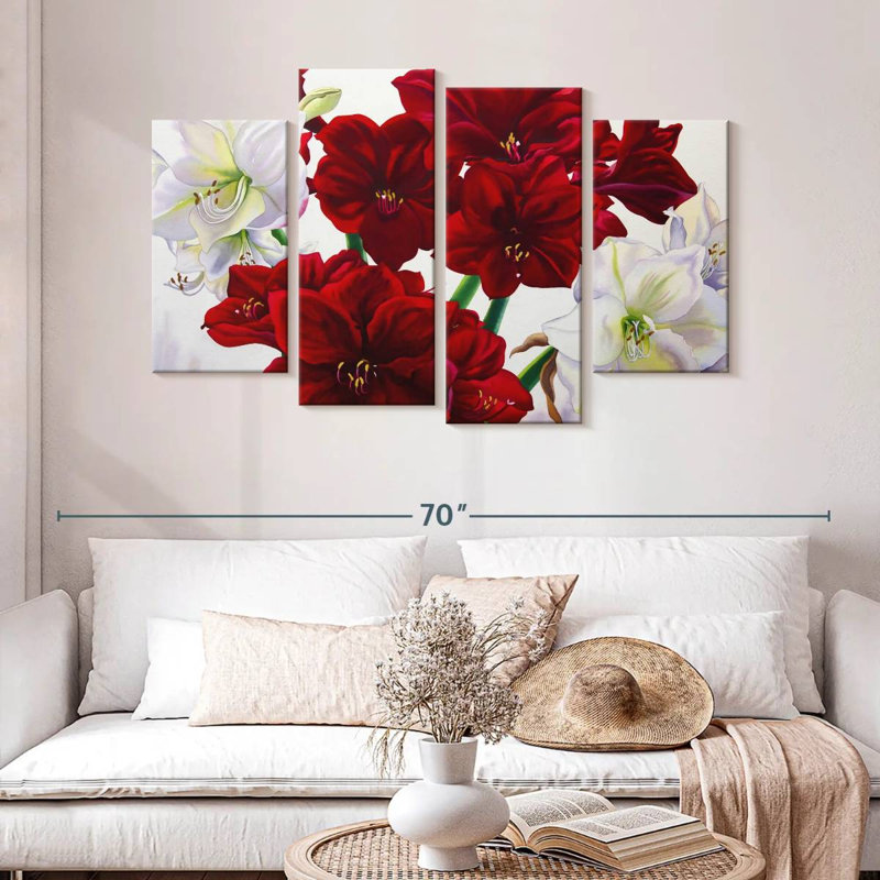 Harnek Red And White Amaryllis, 32'' H x 52'' W