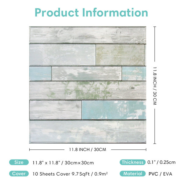 commomy 10 Pcs 11.8"x11.8" 3D Faux Wood Slat Peel and Stick Wall Panels ...