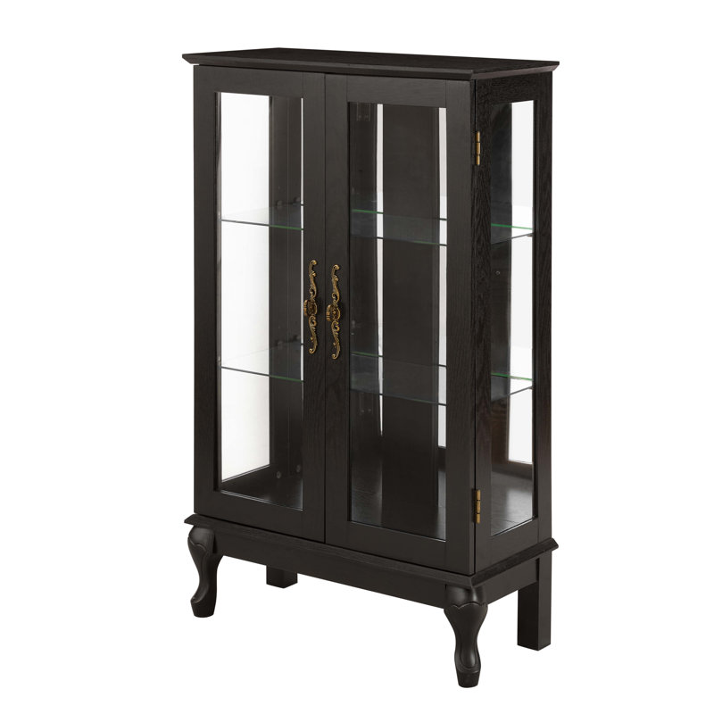 Vitrine avec portes en verre trempé, Noir
