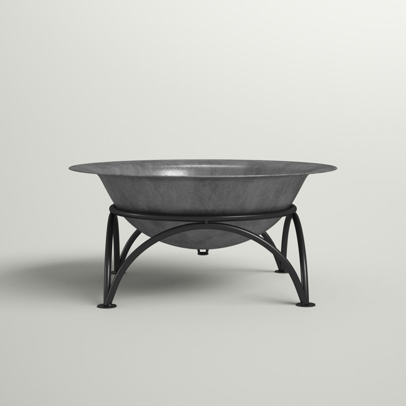 23.5" Dark Gray Cast Iron Wood-Burning Fire Pit Bowl with Stand