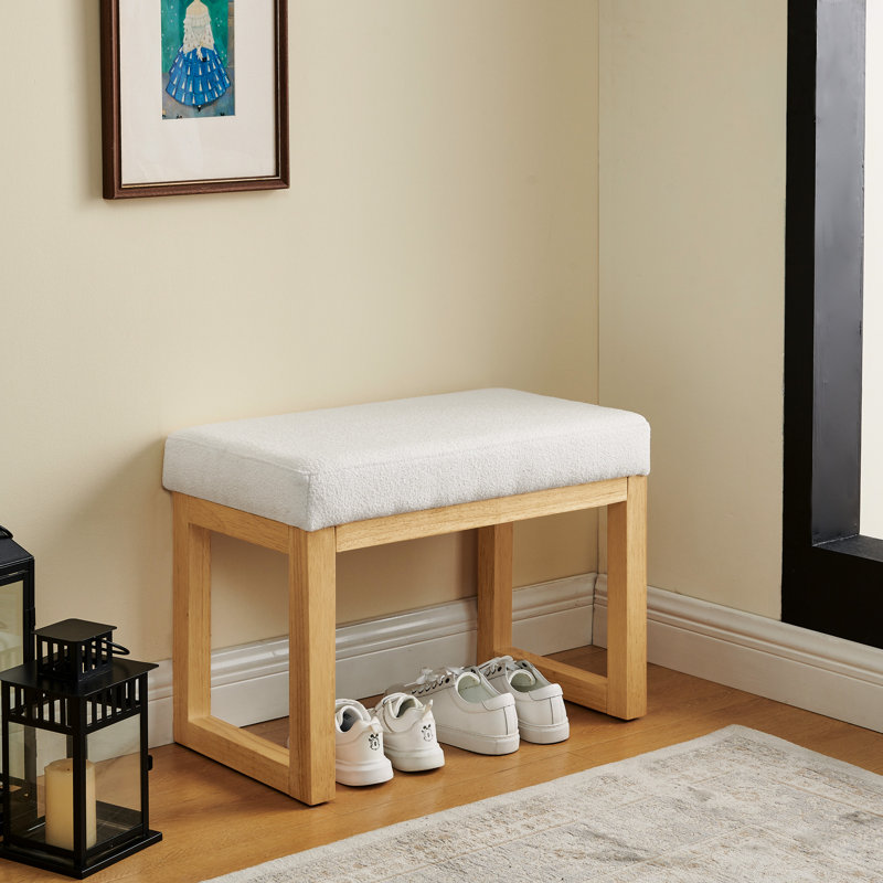 Banc à langer beige avec coussin moelleux - banc et table à langer, style et cadre modernes, convient à divers environnements domestiques, banc de 25,5 po x 18,25 po x 14,5 po, siège de 14,4 lb avec des lignes épurées, siège en bois naturel et petit