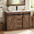 Meuble-lavabo de 48 po avec comptoir rustique avec cadre en bois massif, montage rapide