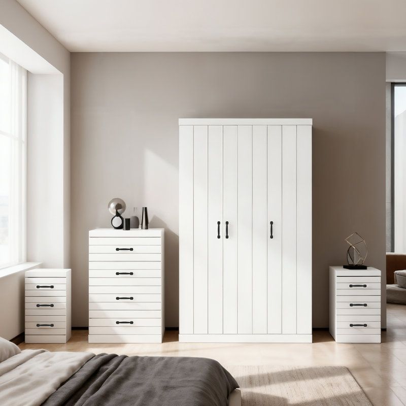 4 Piece Bedroom Set, White