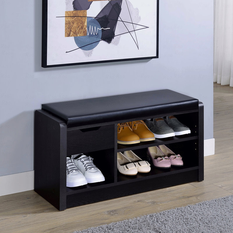 Astor Black 1-Drawer Storage Bench
